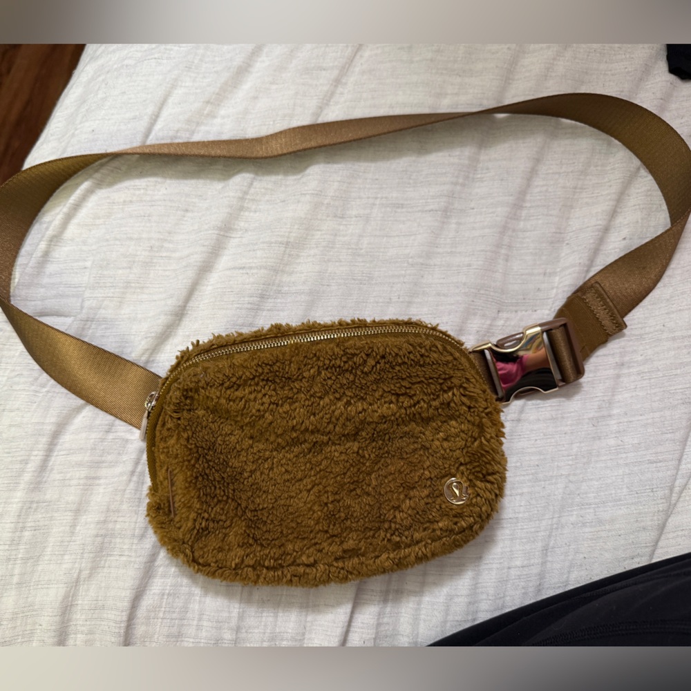 Lululemon fuzzy belt bag brown